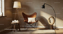 Cozy corner with leather chair and ambient lighting