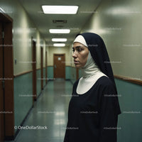 Confident Nurse in Hospital Corridor With Serious Expression