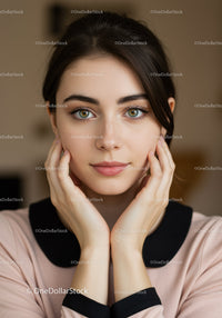 Young Woman with Blue Eyes and Natural Beauty in Close-Up Portrait