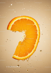 Fresh Orange Slice Immersed in Sparkling Water