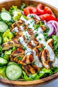 Grilled Chicken Salad with Fresh Vegetables and Creamy Dressing