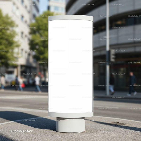 Blank urban billboard on city street corner JPG Mockup Image