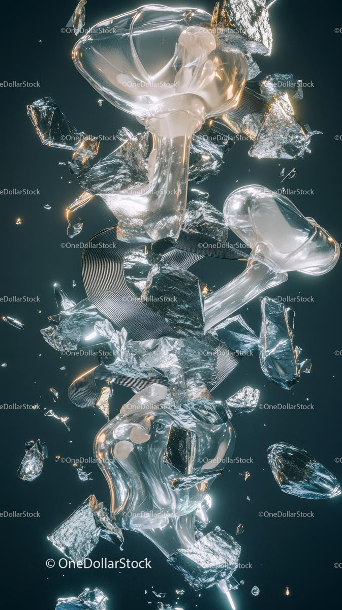 Abstract Shattered Glass with Light Reflections