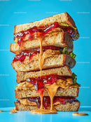 Stacked Grilled Cheese Sandwiches with Melty Cheese and Spicy Ketchup