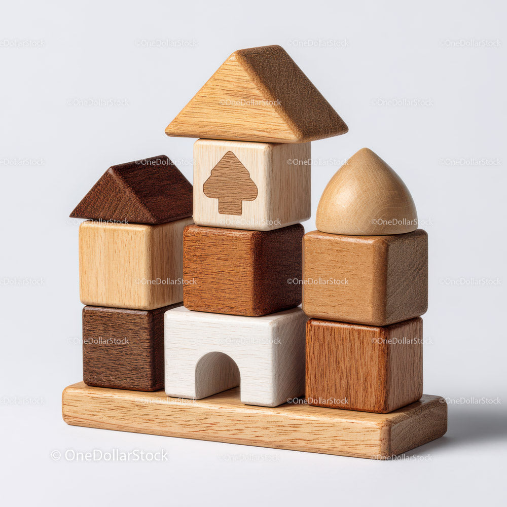 Wooden Building Blocks Stack Set for Kids Creativity and Play