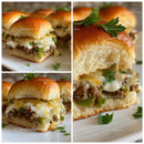 Juicy Cheeseburger with Green Peppers and Melting Cheese on Bread