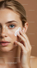Close-up of Young Woman Applying Skincare on Her Face for Natural Beauty