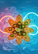 Spicy potato chips with jalapeno and lime on ice