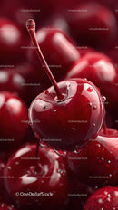 Close-up of Juicy Red Cherries with Streamed Juice