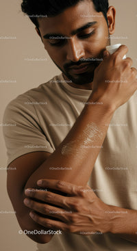Portrait of a Man Applying Moisturizer for Healthy Skin