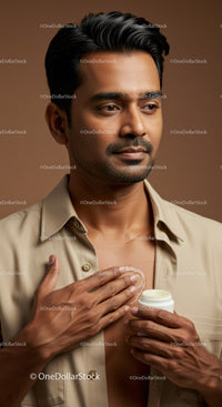 Young Man Applying Moisturizer for Skincare Routine