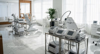 Modern Hospital Treatment Room with Medical Equipment and Chairs