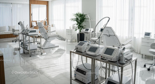 Modern Hospital Treatment Room with Medical Equipment and Chairs