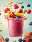 Vibrant Berry Mango Smoothie with Fresh Fruit and Mint