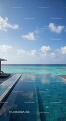 Luxurious Infinity Pool Overlooking Ocean With Clear Blue Sky
