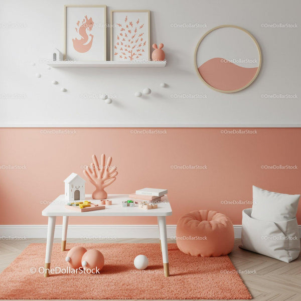 Modern Nursery Decor with Pink Wall Art and Playful Accessories