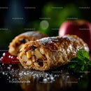 Fruit Filled Apple Strudel with Berry Garnish and Mint