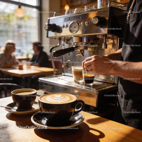 Barista preparing espresso in cozy coffee shop