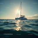 Luxury Sailing Yacht on Calm Sea at Sunset