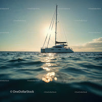 Luxury Sailing Yacht on Calm Sea at Sunset