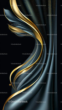 Elegant Abstract Flowing Lines with Gold and Blue Accents