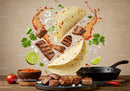 Flour Tortillas and Grilled Beef with Fresh Ingredients