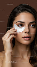 Young Woman Applying Under-Eye Mask for Skin Rejuvenation