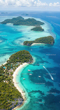 Tropical Island Chain with Turquoise Waters and White Beaches