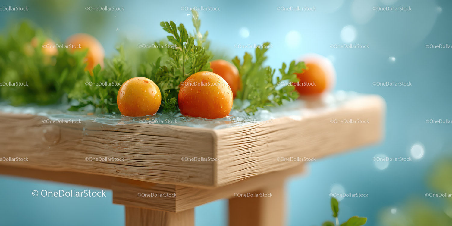Fresh Cherry Tomatoes and Parsley on Rustic Wooden Table