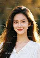 Smiling young woman enjoying golden hour outdoors