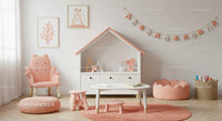 Cozy Modern Baby Nursery With Pink and White Decor and Soft Lighting