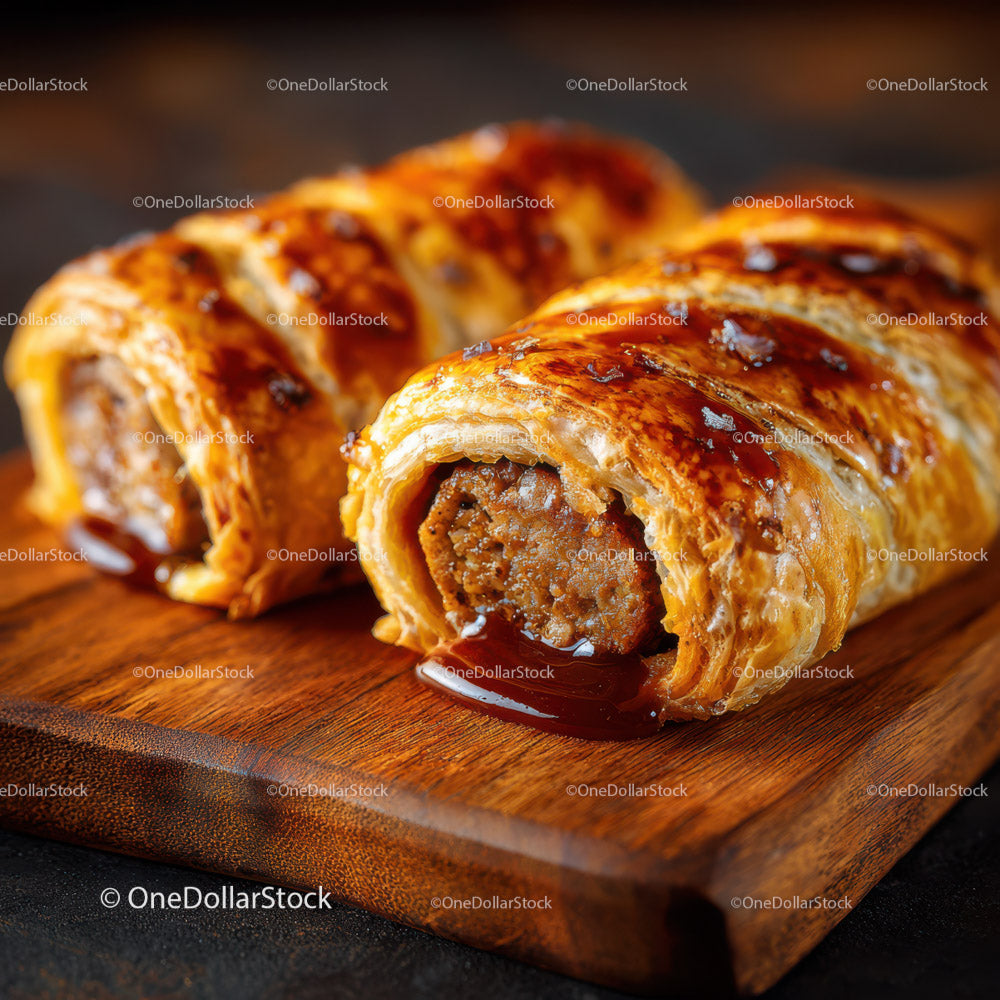 Chocolate Filled Pastry Roll with Caramel Glaze and Melting Chocolate