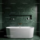 Elegant Green Marble Bathroom with Modern Freestanding Tub and Sleek Decor