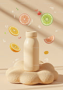 Minimalist bottle with citrus illustrations on beige background