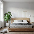 Modern Bedroom with Green Monstera and Minimalist Decor
