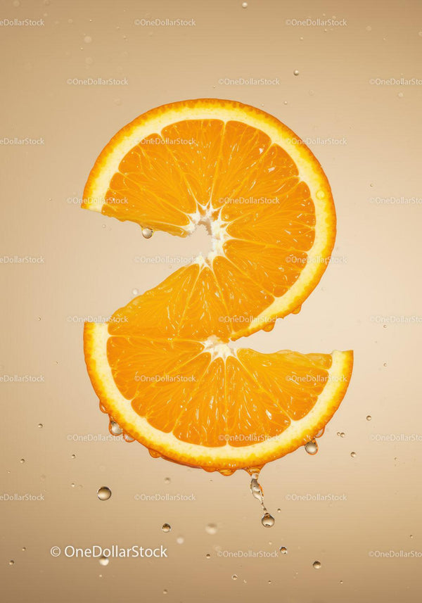 Fresh Orange Slices with Water Droplets on Neutral Background