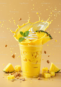 Refreshing Pineapple Smoothie with Whipped Cream Splash