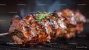 Juicy Grilled Meat Skewers with Charred Edges on Open Flame