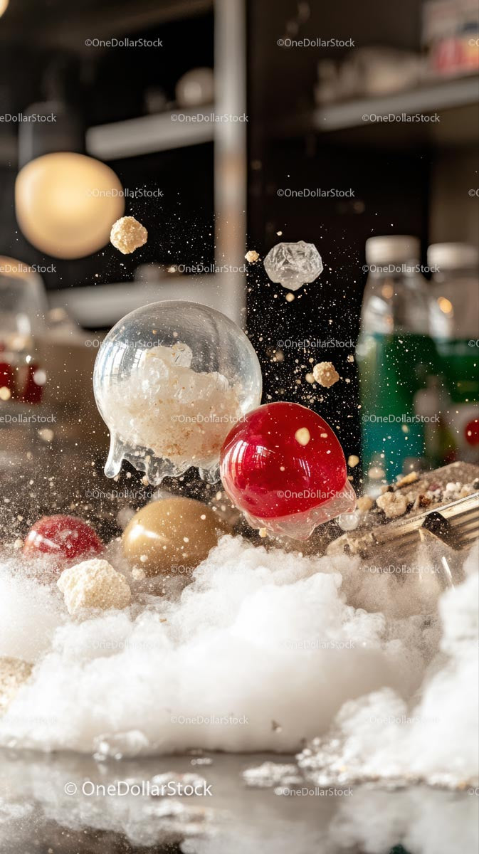 Christmas Cake Explosion with Ornaments and Sprinkles