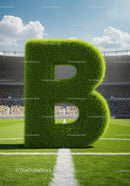 Giant Grass Letter B on Soccer Field in Stadium