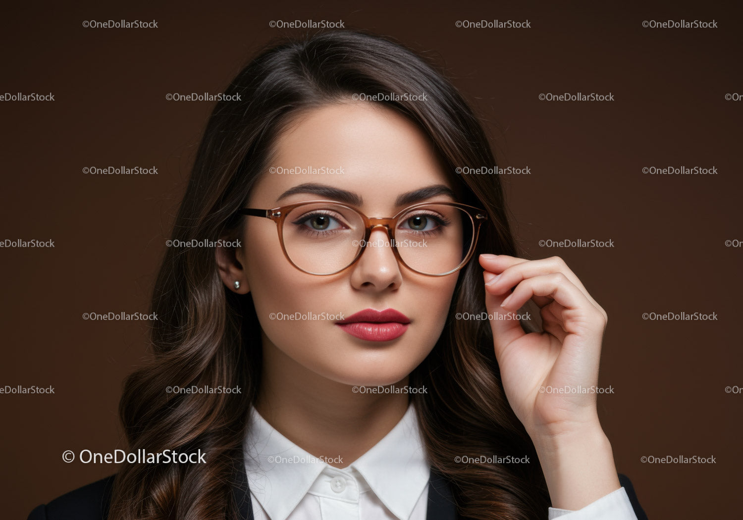 Elegant Woman Wearing Stylish Glasses in Professional Portrait