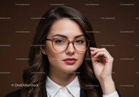 Elegant Woman Wearing Stylish Glasses in Professional Portrait
