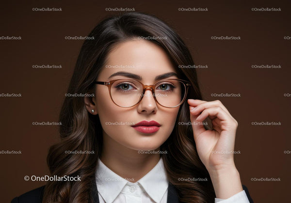 Elegancka kobieta w stylowych okularach na profesjonalnym portrecie