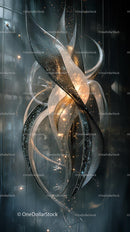 Elegant Modern Metal Sculpture with Illuminated Abstract Design