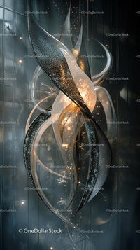 Elegant Modern Metal Sculpture with Illuminated Abstract Design