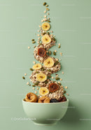 Healthy breakfast bowl with oats and dried fruit mix