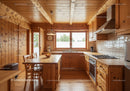 Rustic Wooden Kitchen with Bright Natural Light and Modern Appliances