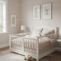 Cozy Child Bedroom with Pastel Bedding and Botanical Wall Art