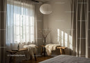 Cozy corner with wooden benches and warm knit throws