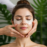 Relaxing Facial Massage with Green Plant Background for Skin Rejuvenation